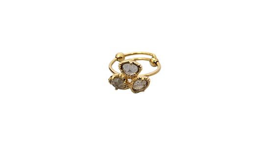 3 Stone Cluster Adjustable Ring
