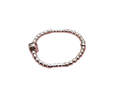 Silver Round and Tub Beads Elastic Ring