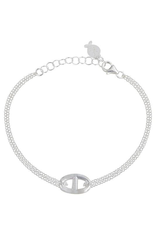 Double Row Silver Bracelet - Mailles Collection