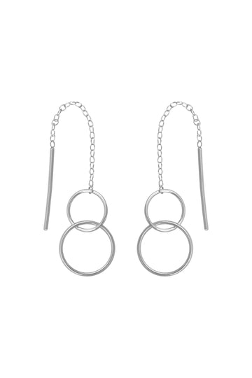 Silver Circle Drop Earrings - Fanny Collection