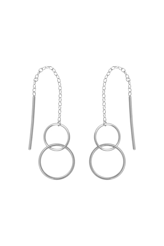 Silver Circle Drop Earrings - Fanny Collection