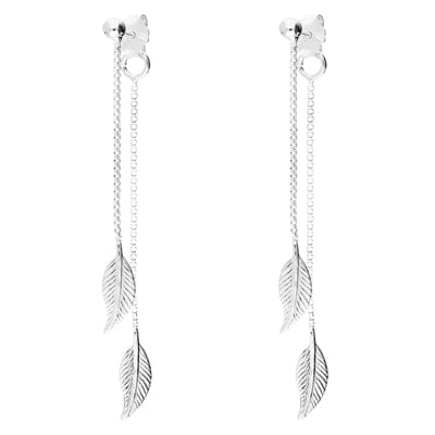 Double Chain Feather Pendant Earrings
