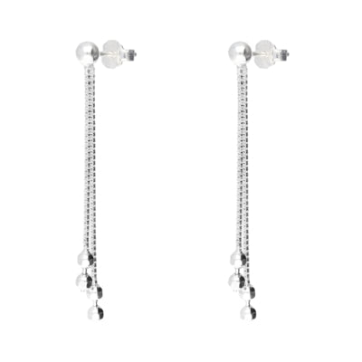 Double Chain Bead Pendant Earrings